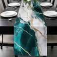 thumbnail image 1 of Marble Turquoise Table Runner 36 Inches Long, Abstract Gold White Brick Stone Motif Kitchen Coffee Dining Table Decoration for Home Party Birthday Wedding Home Decor 13x36 Inches, 1 of 8