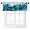 thumbnail image 1 of Marble Turquoise Valances for Windows Gradient Gold Marbling Modern Art Rod Pocket Curtain Valance Window Treatment Short Curtains for Kitchen Living Room, 58"x16", 1 of 5