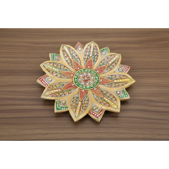 Marble Urli Bowl with Meenakari Traditional Dcor & Serving Piece, 9"