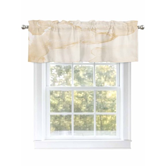 Marble Valances for Windows, Rod Pocket Kitchen Valance Curtains - Soft & Washable Small Window Treatment for Living Room, Bathroom, Abstract Fluid Art Texture , 42x12 Inch, 1 Panel