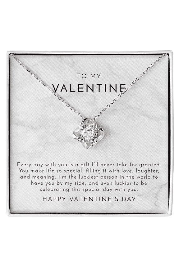 Marble Valentine Love Necklace, White Love Knot Necklace