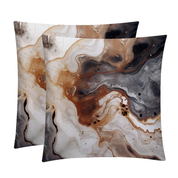 Marble Velvet Throw Covers Pillow Inserts - Set of 2 Decorative Pillows with Unique Patterns for Home Decor, Couch, Bed - 16x16, 18x18, 20x20 Inches