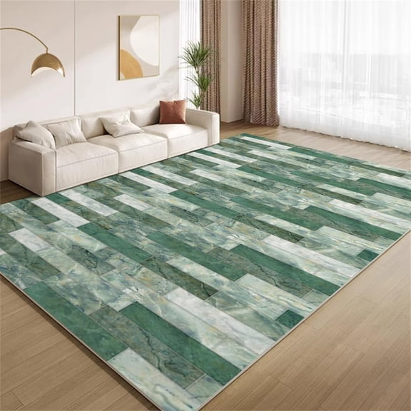 Marble Wall Area Rugs, Green Brick Texture Carpet, Washable Non Slip Low Pile Soft Rug for Living Room Bedroom Entry Decor Mat 2ftx3ft