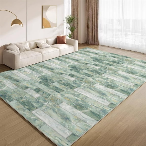 Marble Wall Area Rugs, Green Brick Texture Carpet, Washable Non Slip Low Pile Soft Rug for Living Room Bedroom Study Decor Mat 2ftx3ft