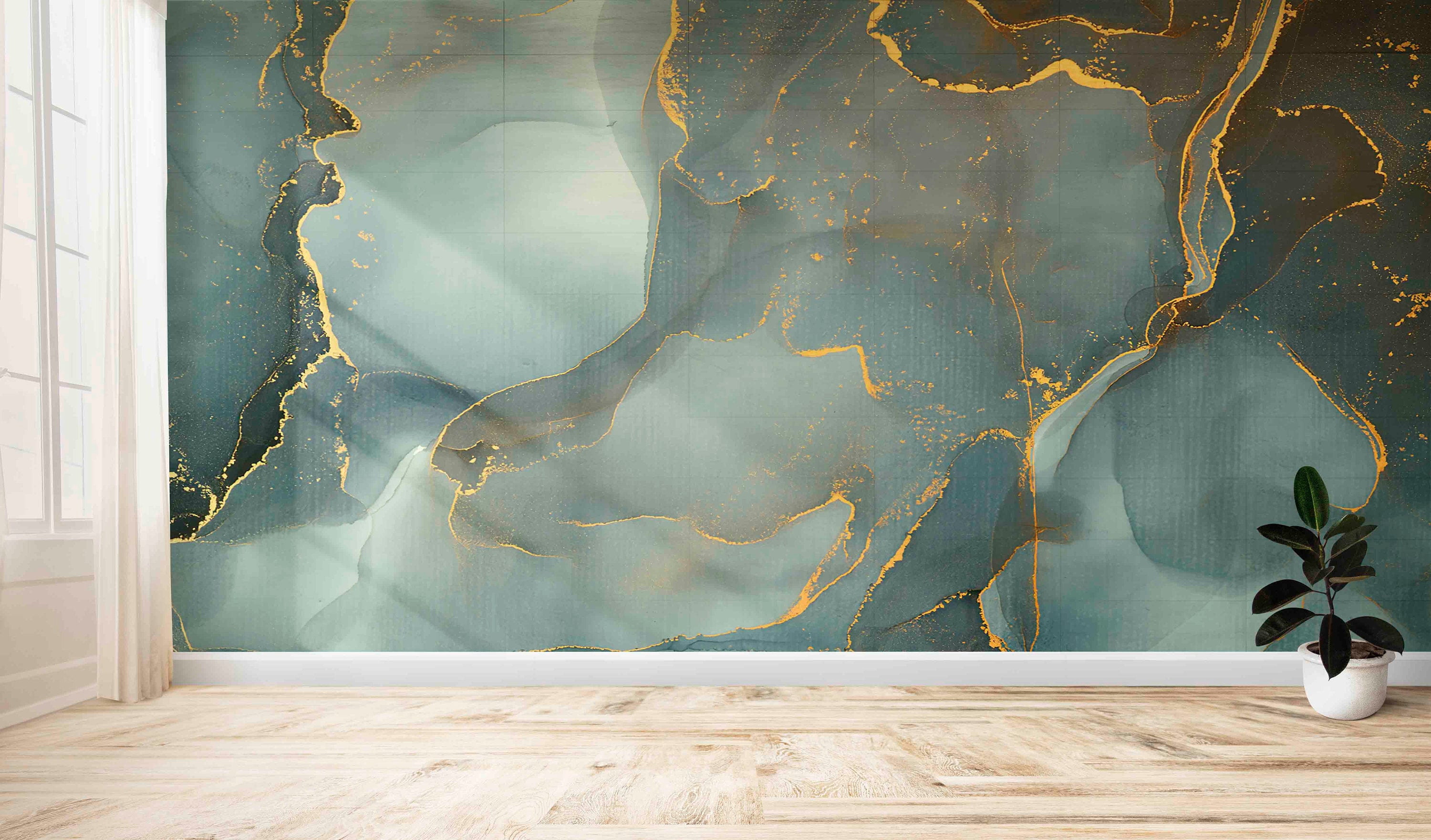 Marble Wall Decor, Paper Wall Art Custom Wallpaper, Green Marble Canvas ...