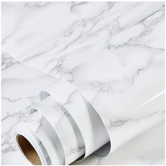 Marble Wallpaper Granite White and Grey Paper Roll 23.6" x 118" Kitchen Countertop Cabinet Furniture is Renovated Thick PVC Easy to Remove Without Leaving Glue Upgrade