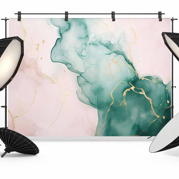 Marble Water Ripple Photography Backdrop 7x5FT, Green Gold Gradient Decoration Photo Backdrops, Background for Photography Studio Photo Studio Background, Back Drop for Photoshoot