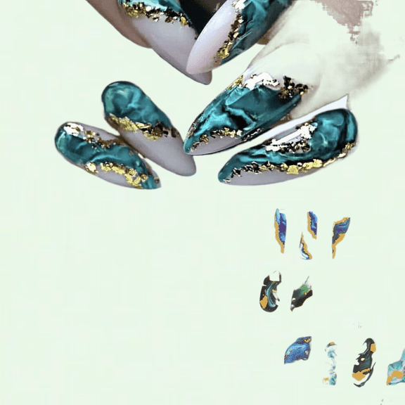 Marble Wave Nail Art Stickers, Colorful Geometric Abstract Line Designs