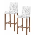 thumbnail image 1 of Marble White Bar Stool Covers Set of 2, Ombre Grey Modern Minimalist Stretch Washable Bar Chair Covers with Backs, Removable Pub Counter Height Chair Cover for Kitchen Dining Room Cafe, 1 of 7