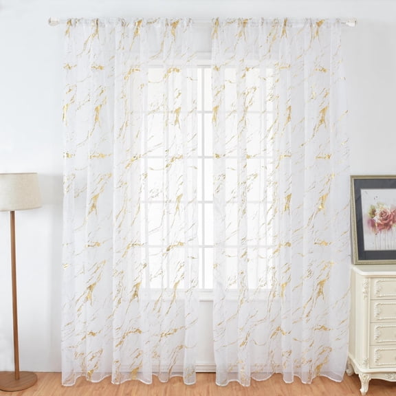 Marble White Blackout Curtains Metallic Gold Foil Printed Thermal Insulated Abstract Decor Drapes for Bedroom Dining Living Room 100x200cm -100*200cm-gold