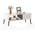 thumbnail image 1 of Marble White Coffee Table, Mid Century Modern Center Table with Storage for Living Room Home Office Apartment, 1 of 6