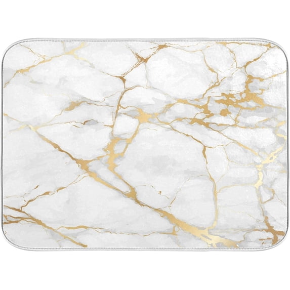 Marble White Dish Drying Mat 16x18 for Kitchen Golden Grey Marble Dishes Pad Dish Drainer Rack Mats Absorbent Fast Dry Kitchen Accessories