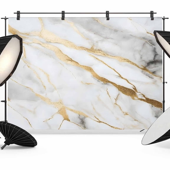 Marble White Gold Backdrop for Photography,Fabric Photo Background Backdrop,Abstract Simple Marble Geometric Photo Booth Background for Portrait Photoshoot Video Wedding Decoration Banner 7x5ft