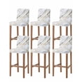 thumbnail image 1 of Marble White Gold Bar Stool Covers Set of 6, Modern Abstract Geometric Stretch Washable Bar Chair Covers with Backs, Removable Pub Counter Height Chair Cover for Kitchen Dining Room Cafe, 1 of 7