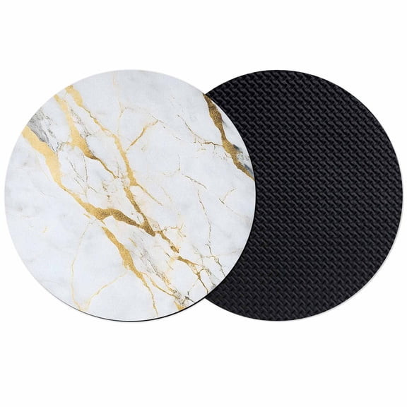 Marble White Gold Coasters Set of 2, Modern Marbles Geometric Absorbent Coasters for Drinks, Coaster for Bar Office Dining Coffee Table Accessories Decor, Non Slip Round Desk Coaster