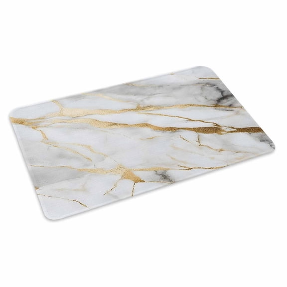 Marble White Gold Doormat Outdoor Entrance 24"x36", Abstract Simple Marble Geometric Absorb Moisture Dirt Door Mats, Non-Slip Rubber Backing Floor Mats Indoor, Low-Profile Front Door Rugs