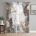 thumbnail image 1 of Marble White Gold Sheer Curtains 84 Inch Length 2 Panels Set, Abstract Modern Geometric Printed Voile Window Treatment Rod Pocket Curtains Sheers Drapes for Bedroom/Living Room/Kitchen 52"x84"x2, 1 of 7