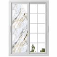 thumbnail image 1 of Marble White Gold Window Privacy Film, Modern Abstract Geometric Static Cling UV Sun Blocking Heat Control Window Tint Day and Night, Non-Adhesive Reusable One Way Windows Privacy Cover 17.7''x78.7'', 1 of 7