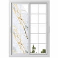 thumbnail image 1 of Marble White Gold Window Privacy Film, Modern Marbles Geometric Static Cling UV Sun Blocking Heat Control Window Tint Day and Night, Non-Adhesive Reusable One Way Windows Privacy Cover 17.7''x78.7'', 1 of 7