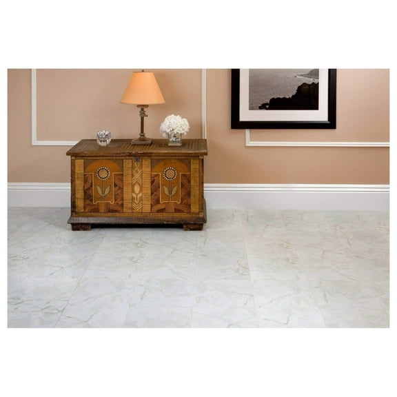Marble White & Gray Marble Vinyl Floor Tiles Self Stick Peek Flooring 12'' x 12'' 1-Pack (20 Pieces)