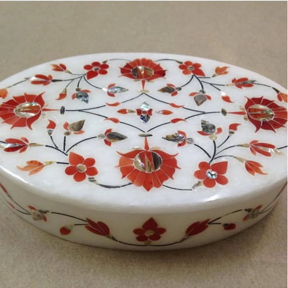 Marble White Jewelry Lidded Box