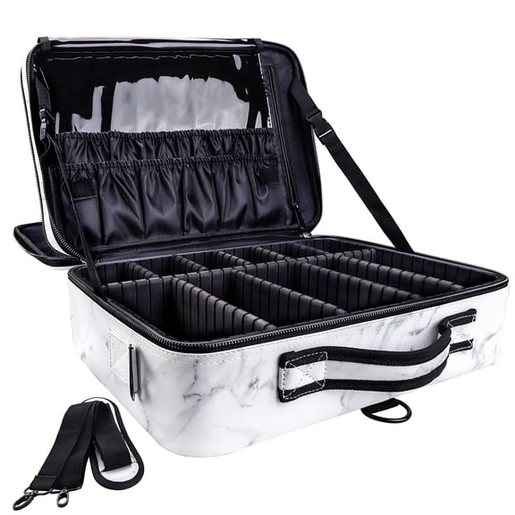 Marble White Large Travel Makeup Case Organizer