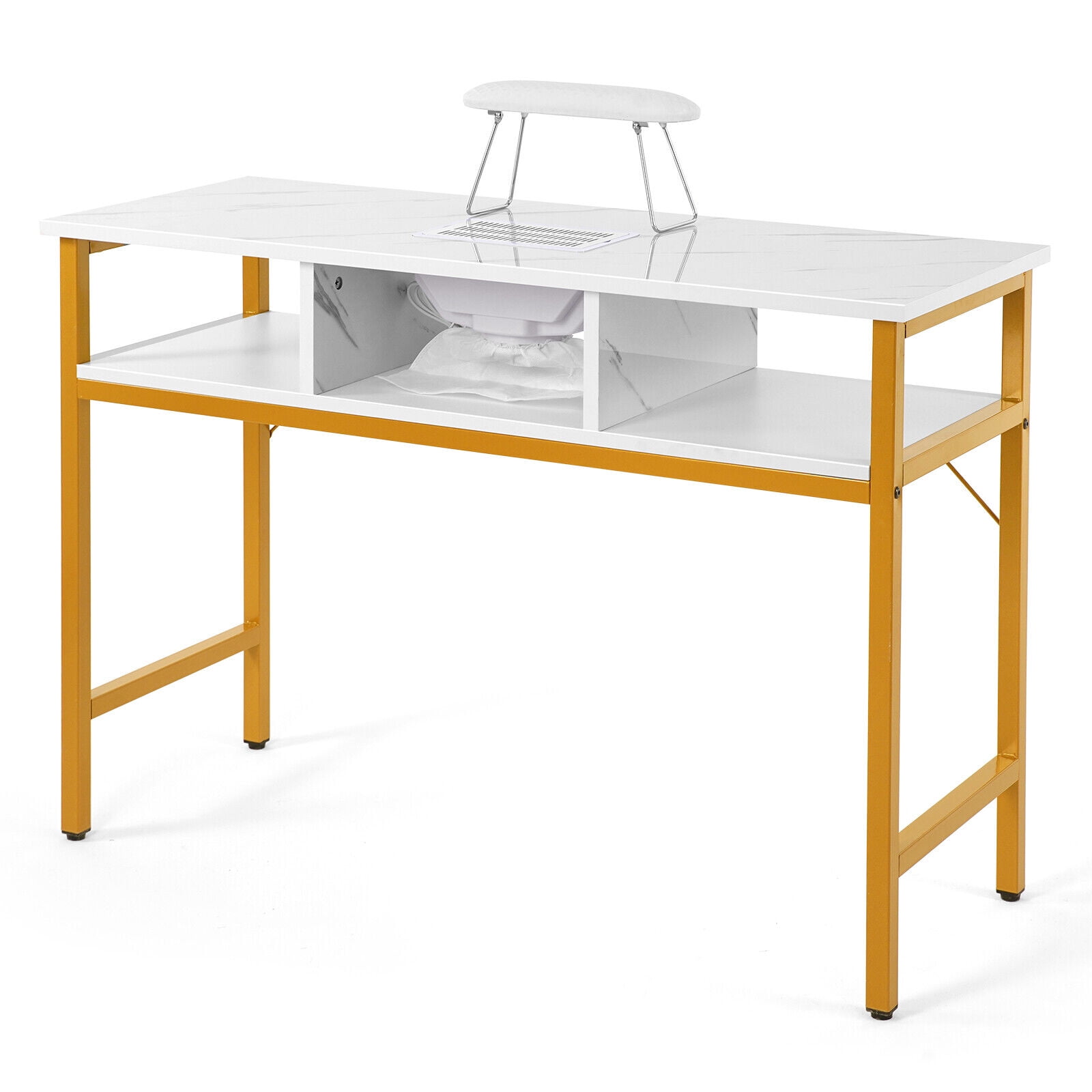 Marble White Manicure Table Nail Desk Technician Desk Salon Workstation