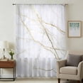 thumbnail image 1 of Marble White Sheer Curtains 72 Inches Long, Modern Abstract Art Golden Ink Painting Light Filering Curtains, Breathable Simi Curtain Privacy Drapes for Living Room Bedroom Window Treatment, 1 of 9