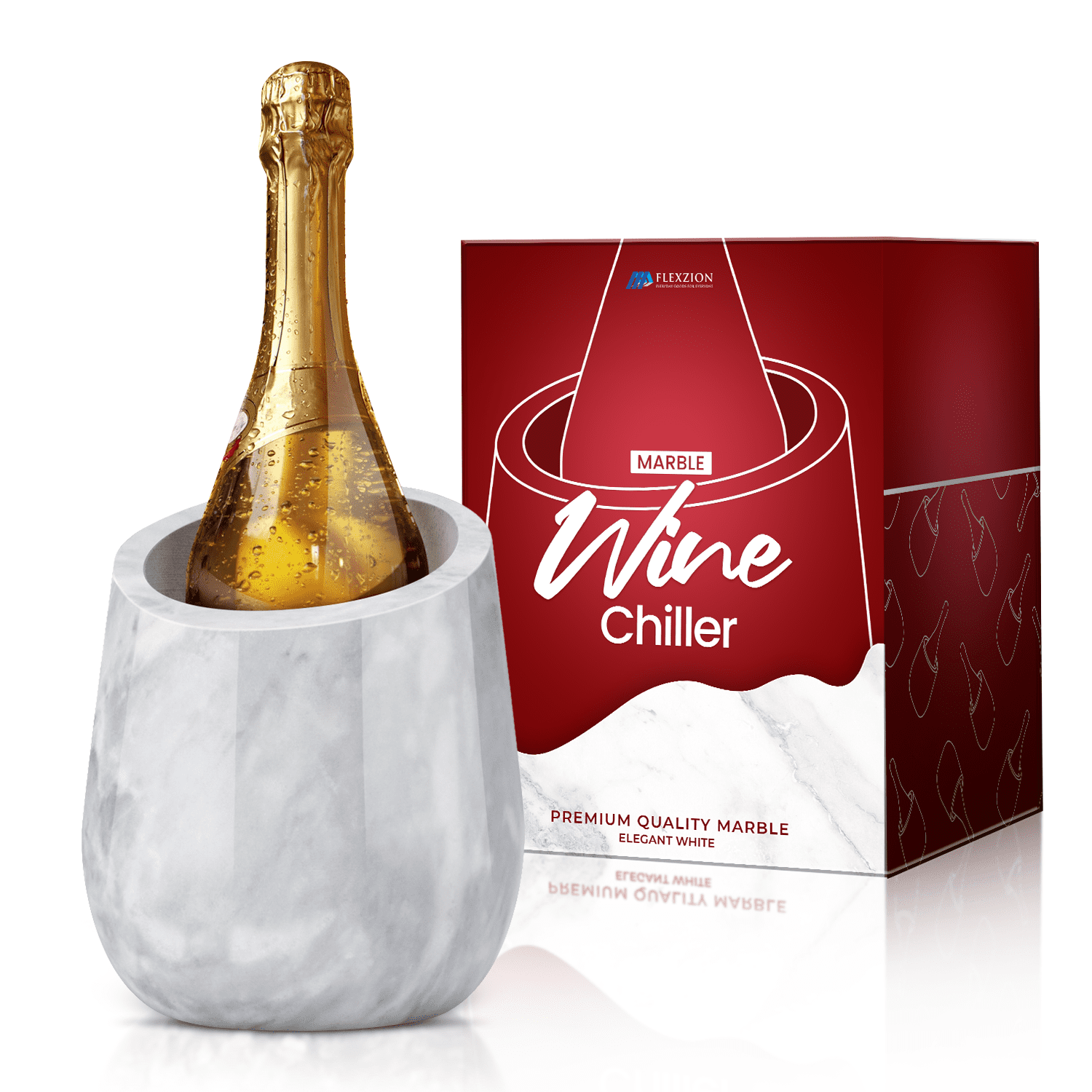 Marble Wine Chiller - Natural Insulation Keeps Wine Cool Longer - Elegant Marble Wine Chillers for Bottles of Red & White Wine, Ideal for Home & Parties, White