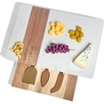 thumbnail image 1 of Marble and Wood Charcuterie Board with Gold Cheese Knives – Elegant Cheese Board Gift Set, Serving Platter for Cheese, Meats & Appetizers, Wedding Registry & Housewarming Kitchen Gift, 1 of 7