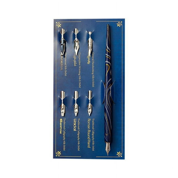 Marble Wood Manga Calligraphy Dip Pen Holder with 6 Nibs for Lettering Skiching Art Drawing Painting Tool Kit