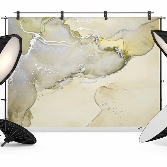 Marble Yellow Backdrop for Photography,Fabric Photo Background Backdrop,Modern Abstract Ink Painting Luxury Photo Booth Background for Portrait Photoshoot Video Wedding Studio Decoration Banner 7x5ft