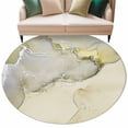 thumbnail image 1 of Marble Yellow Large Area Rugs for Bedroom Living Room, Soft Non Slip Carpet Bedside Rug, Modern Abstract Ink Painting Luxury Round Floor Cover Kitchen Accent Rug 5' for Dining Room/Office, 1 of 9