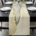 thumbnail image 1 of Marble Yellow Table Runner 48 Inches Long, Modern Abstract Ink Painting Luxury Kitchen Coffee Dining Table Decoration for Home Party Birthday Wedding Home Decor 13x48 Inches, 1 of 8