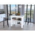 thumbnail image 1 of Marble and White Kitchen Island with Three Storage Shelves, 1 of 3