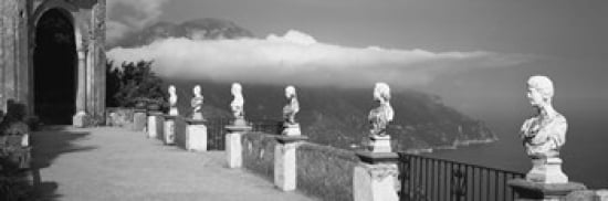 Marble busts along a walkway Ravello Amalfi Coast Salerno Campania Italy Canvas Art - Panoramic Images (36 x 12)