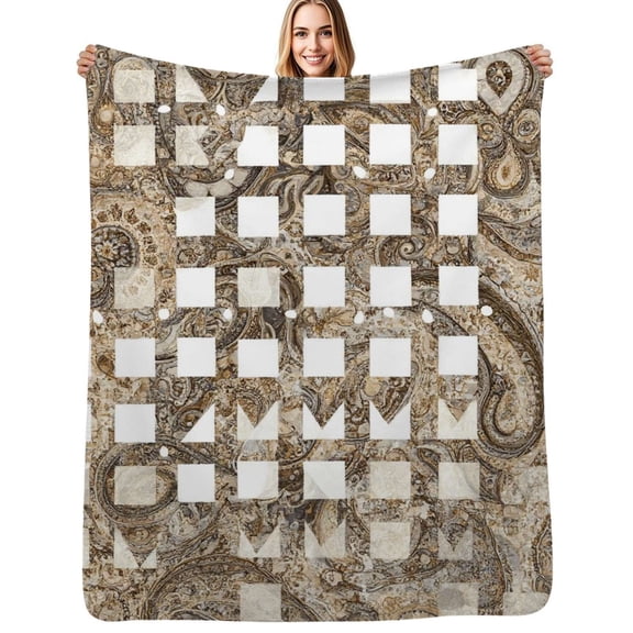 Marble chessboard abstract design Flannel Blankets Soft Warm Throw Blanket Autumn Camping Bedroom Aesthetic Bedspread