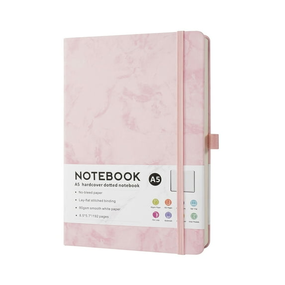 Marble elastic band notebook pink Dusknt Notebook Lined Journal Notebook For Women & Men 192 Pages College Ruled Notebook For Writing Note Taking Work 100 GSM Thick Paper Hardcover Journal Medium