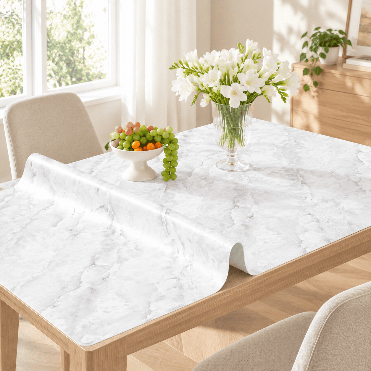 Marble-look Table Protector 24 X 36 In Waterproof Pvc Desk Mat ...