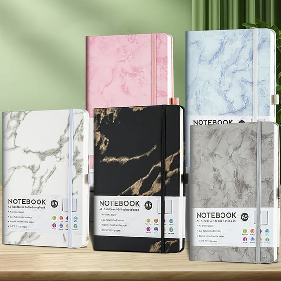 Marble-Patterned Elastic Band Notebook Blue|Lined Journal Notebook For Women & Men 192 Pages College Ruled Notebook For Writing Note Taking Work 100 GSM Thick Paper Hardcover Journal Medium 5.83" X