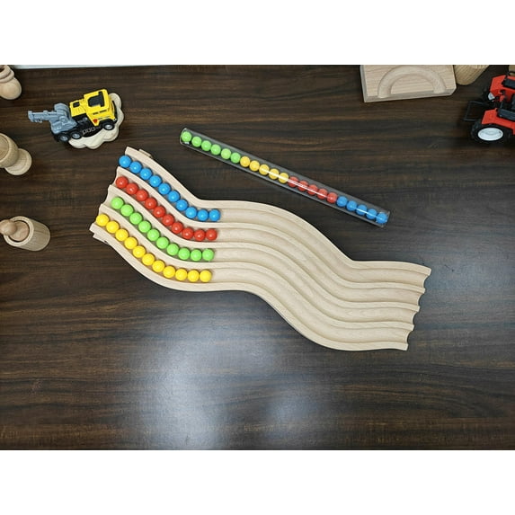 Marble run track sea wave 4 Line wood track toy for kids, wooden gift for kids toy, montessory toy birthday gift christmas gift pack 1 Only Wooden Track