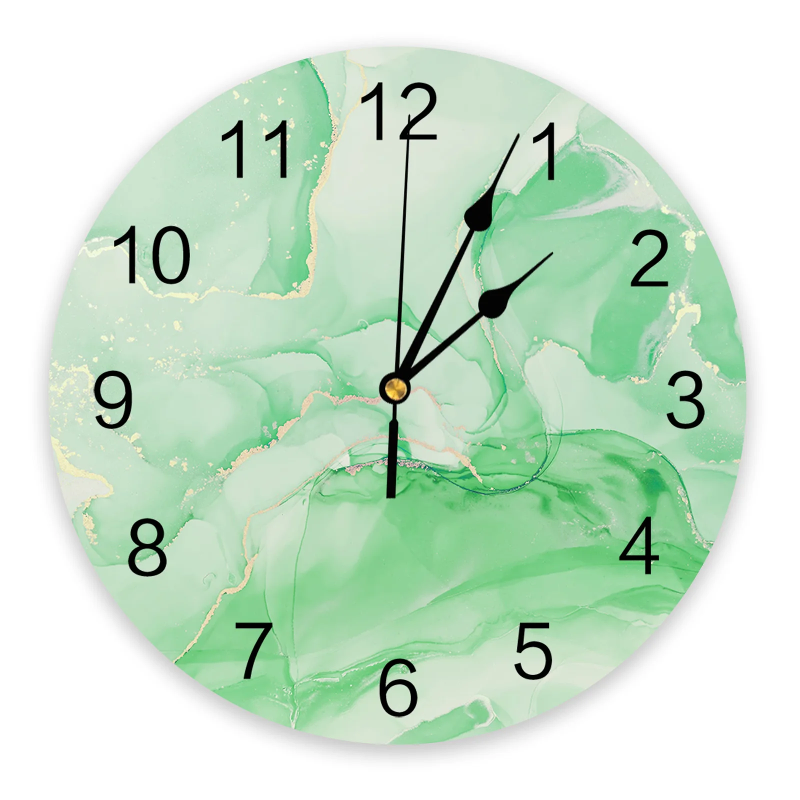 Marble simple pure diagonal color gold edge green wall clock food cafe ...