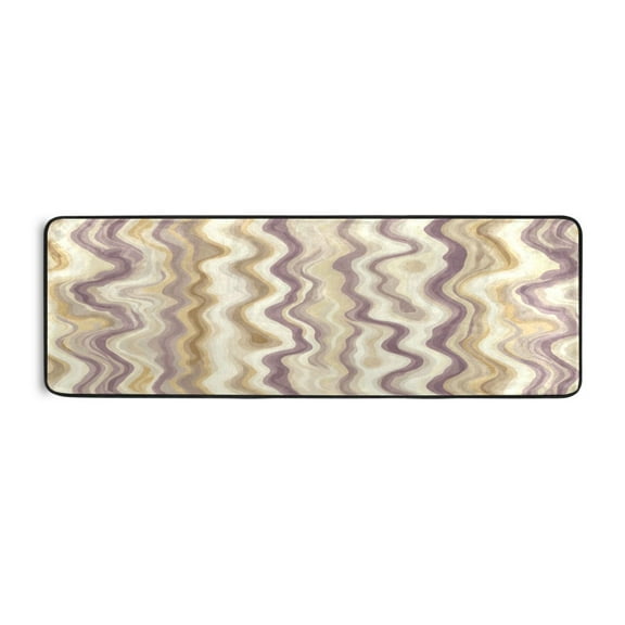 Marbled Beige Pattern 72x24" Runner Rug, Non-Slip Memory Foam Cushion, Anti-Crease for Hallways and Bedrooms