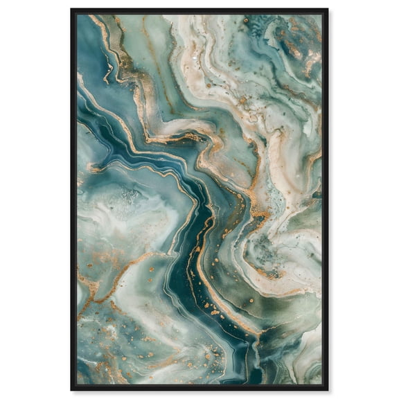 Marbled Depths Canvas Calm Abstracts by Art Remedy, Black Frame, 36" x 54"