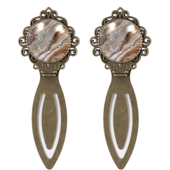 Marbled Elegant Vintage Copper-Colored Lace Bookmarks - Set of 2 Stainless Steel Book Markers for Book Lovers and Readers