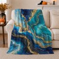 thumbnail image 1 of Marbled Navy Teal Gold Sofa Scene Elegant Abstract, Festive Halloween Scene, Warm Flannel Blanket for Beach House and Living Room, Art Lovers Halloween Gift, Festive Home Decor, 1 of 9