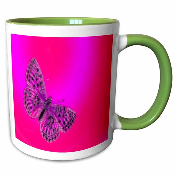 3drose, Marbled Print Fritillary D, 11oz Two-tone Green Mug