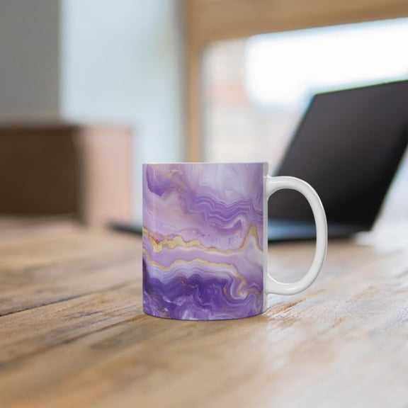 Marbled Purple Ceramic Mug, Purple Agate Printed Coffee Cup, Purple Geode Pattern Mug, Purple Marble Tea Cup, Unique Mug, Home Dr.