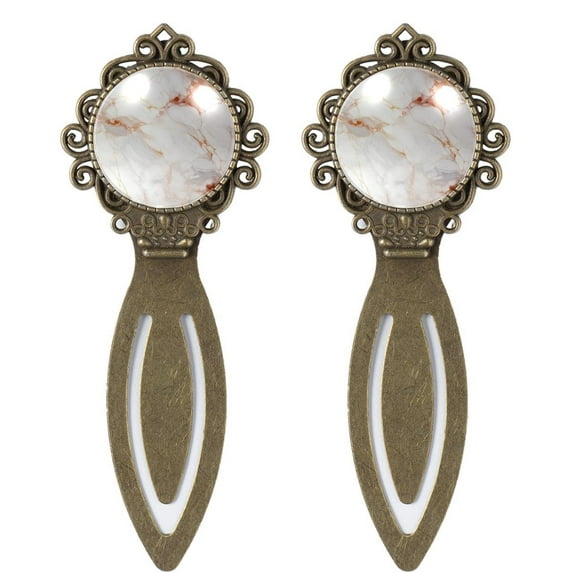 Marbled Stainless Steel Vintage Copper-Colored Lace Bookmarks Set – 2 Bookmarks for Book Lovers and Readers