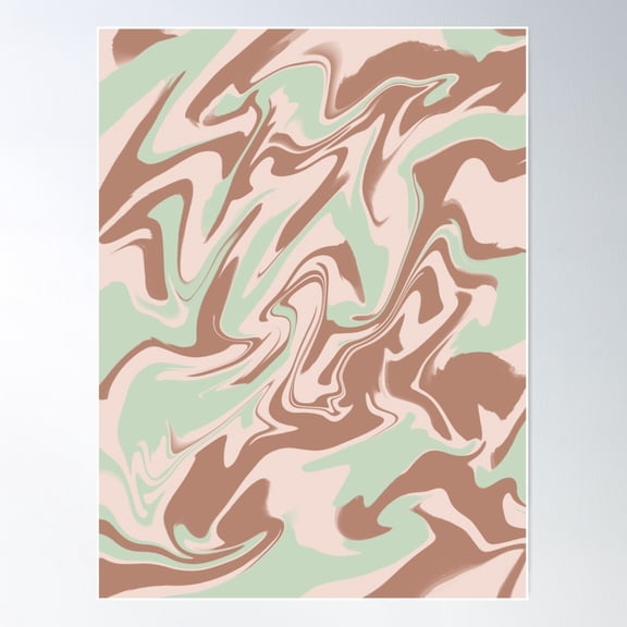 Marbled Swirls In Beige, Light Green And Brown Poster Wall Art, Modern Wall Decor For Living Room Bedroom, 8x12 UNFRAMED